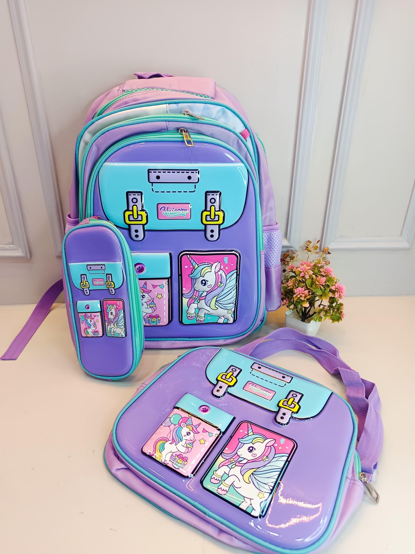 Cartoon Kids' School Backpack Set β Pack of 3