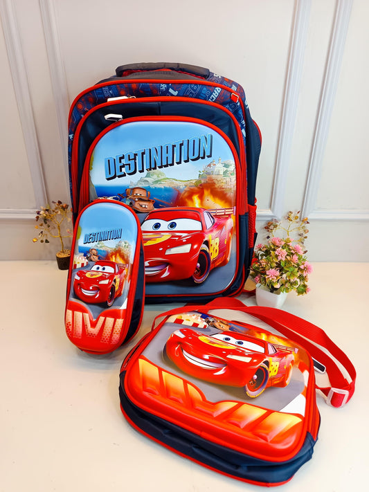 Cartoon Kids' School Backpack Set – Pack of 3