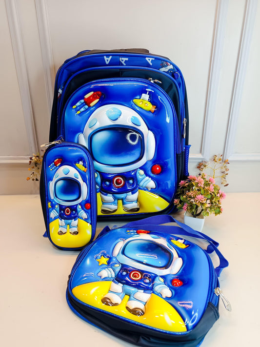 Cartoon Kids' School Backpack Set – Pack of 3